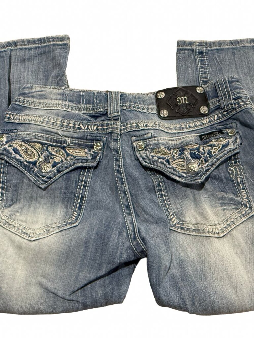 Miss Me Paisley Embroidered Flap Pocket Capri Crop Jeans Size 29 JW5824P